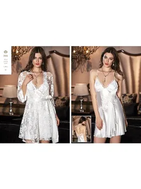 Jeremi Saten Gecelik Sabahlık Takım Jeremi 2554