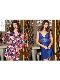 Jeremi Saten Gecelik Sabahlık Takım Jeremi 2620