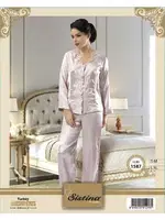 Saten Pijama Sistina 1587 Pudra detay görünüm