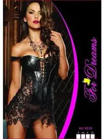 For Dreams Sırtı Fermuarlı Çok Seksi Dantel Deri Fantezi Giyim For Dreams 8019