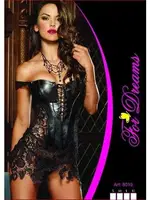 Sırtı Fermuarlı Çok Seksi Dantel Deri Fantezi Giyim For Dreams 8019