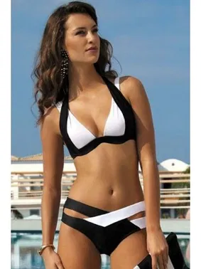 Angelsin Siyah Beyaz Özel Tasarım Bikini