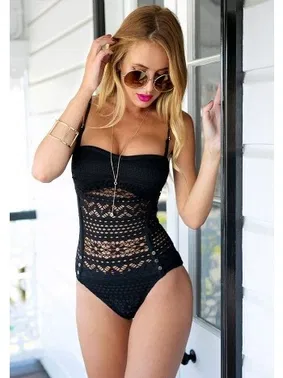 Angelsin Siyah Süper Tasarım Şık Mayokini