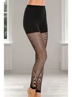 Lady Yarısı Tül Detaylı Penye Bayan Tayt 8132