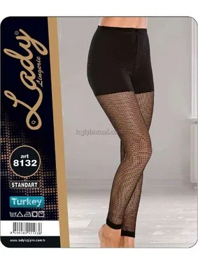 Lady Lady Yarısı Tül Detaylı Penye Bayan Tayt 8132 - Alternatif Görünüm