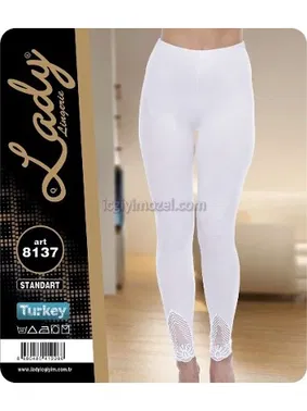 Lady Tül Detaylı Beyaz Kadın Tayt Lady 8137 - Alternatif Görünüm