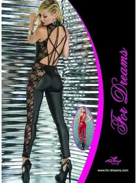 For Dreams Transparan Yanlı Dantel Deri Tulum For Dreams 8090 - Alternatif Görünüm