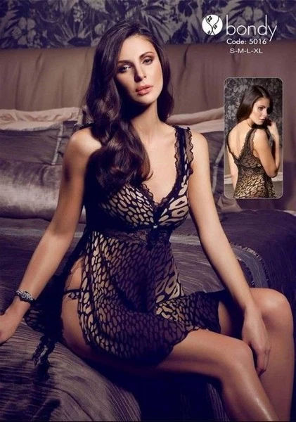 Bondy Baskılı Kısa Gecelik 5016