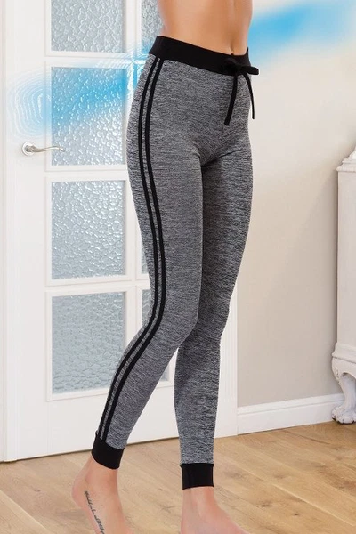 Lady Siyah Kuşaklı Kırçıllı Penye Bayan Tayt 8165