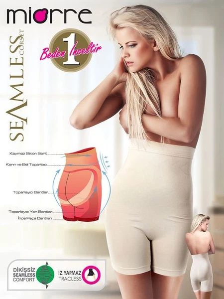 Miorre Yüksek Bel Şekillendirici Korse Silikonlu / 1 Beden İnceltir!!!