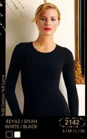 Açık Yaka Uzun Kol T-Shirt Anıt 2142 Siyah farklı açı