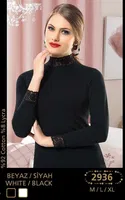 Anıt Dantelli Uzun Kol T-Shirt 2936 Siyah detay görünüm