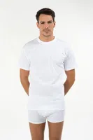 Kom Eduardo Bisiklet Yaka 2 li Erkek Tshirt Beyaz
