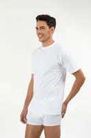 Kom Eduardo Bisiklet Yaka 2 li Erkek Tshirt Beyaz farklı açı