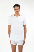 Kom Erkek Hulio Bisiklet Yaka 2 li Erkek Tshirt Beyaz görsel 6