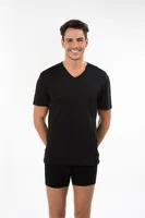 Kom Erkek V Yaka Pamuklu T-Shirt Antonio Siyah