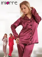 Miorre Saten Kadın Pijama Takım 001-018466 Eflatun farklı açı