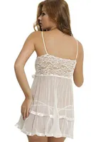 NBB Dantelli Gecelik String Set 2774 Krem detay görünüm