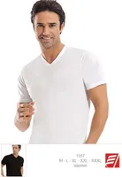 Penye V Vaka Erkek T-Shirt -3 lü Paket Erdem 1167 Beyaz görsel 5