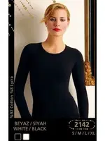 Açık Yaka Uzun Kol T-Shirt Anıt 2142 Siyah farklı açı