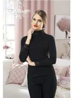 Anıt Dantelli Uzun Kol T-Shirt 2936 Siyah