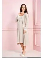 Bondy Lohusa Penye Gecelik Sabahlık 17209 Ekru detay görünüm