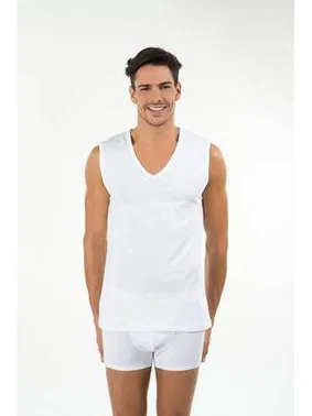 Kom Kom Erkek 2'li Atlet - Barry V Yakalı Pamuk Büyük Beden