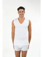 Kom Erkek 2'li Atlet - Barry V Yakalı Pamuk Büyük Beden Beyaz