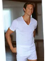 Kom Elite V Yaka Pamuk Merserize Erkek Tshirt Beyaz görsel 5