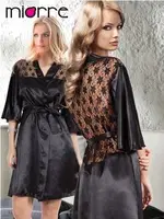 Miorre Dantelli Saten Sabahlık Siyah