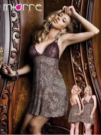 Miorre Miorre Leopar Boyundan Bağli Gecelik Külot Takım