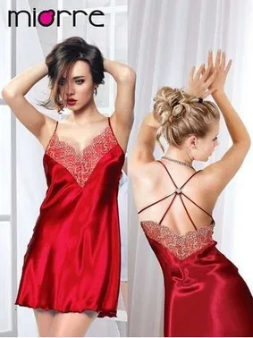 Miorre Miorre Saten Gecelik Bordo