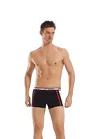 Pamuk Elastan Dubble Line Erkek Boxer Erdem 1432 Siyah görsel 6