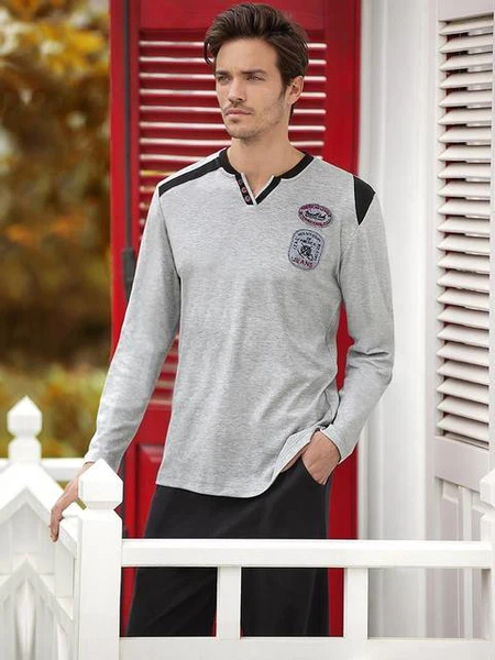 Berrak Erkek Pijama Takımı Gri Melanj