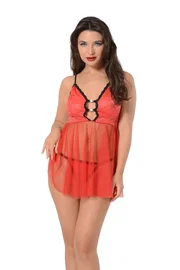 Sistina Askılı Mini Kırmızı Fantazi Gecelik Sistina 659
