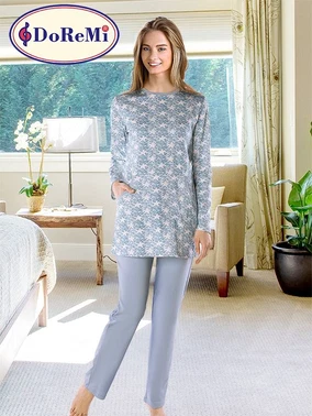 DOREMI Cepli Uzun DoReMi Kadın Pijama Takımı