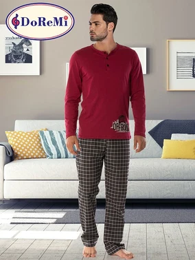 DOREMI DoReMi Kareli Bordo Erkek Pijama Takımı 002-000332