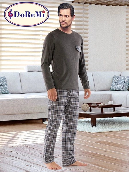 DoReMi Geniş Yaka Ekose Erkek Pijama Takımı