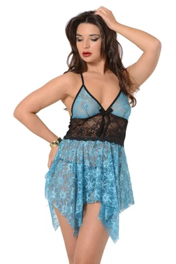 Sistina Fantazi Mavi Siyah Erotik Gecelik Sistina 663