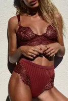 Merry See Bordo Şık Dantel Sütyen Külot Takım Bordo farklı açı