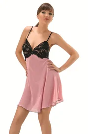 Sistina Siyah Pembe Askılı Fantazi Gecelik Takım Sistina 647