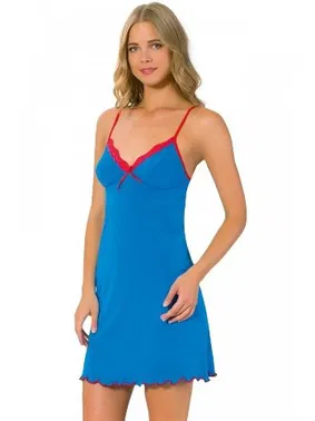 Akbeniz Akbeniz İp Askılı Mavi Kısa Gecelik 307