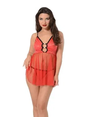 Sistina Askılı Mini Kırmızı Fantazi Gecelik Sistina 659