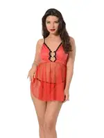 Askılı Mini Kırmızı Fantazi Gecelik Sistina 659 Kırmızı