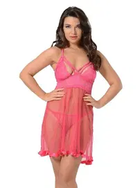 Sistina Dantelli Braletli Pembe Fantazi Gecelik Sistina 683