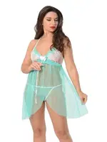 Dantelli Fantazi Yeşil Gecelik Sistina 652 Görsel