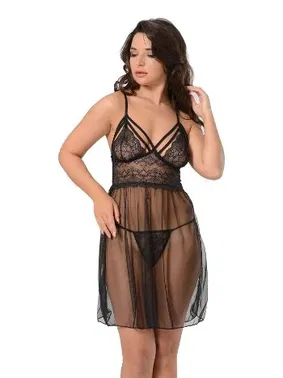 Sistina Dantelli Siyah Fantazi Gecelik Sistina 684