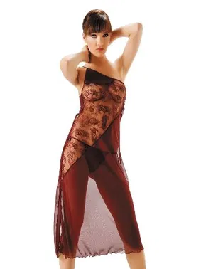 Sistina Dantelli Uzun Transparan Fantazi Gecelik Sistina 646