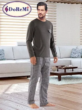 DOREMI DoReMi Geniş Yaka Ekose Erkek Pijama Takımı