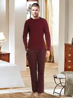 DoReMi Ekose Bordo Kışlık Erkek Pijama Takımı Bordo detay görünüm